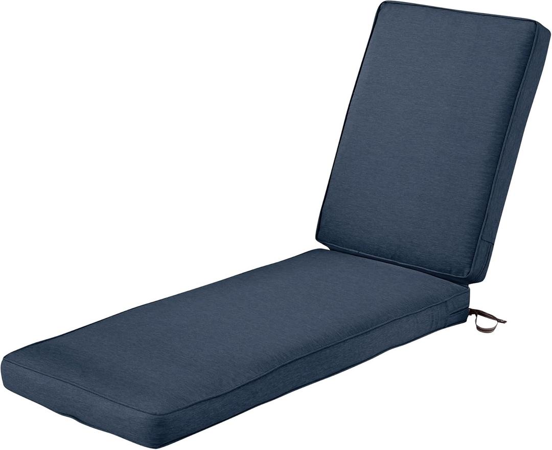 Classic Accessories Montlake FadeSafe Water-Resistant 72 x 21 x 3 Inch Patio Chaise Lounge Cushion, Heather Indigo