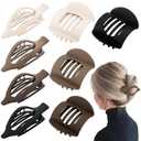 4 x 8 Pcs French Flat Hair Clips for Women, 2 Styles Large Matte No Slip Strong Hold Flat Claw Clips for Thick Thin Hair (Neutral Color)