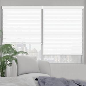Kokorona Zebra Blinds Roller Shades Cordless Window Blinds with Valance Cover, Day and Night Sheer Shades Dual Layer Fabric for Light Control Light Filtering Privacy, White, 55" W X 72" H