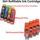 F-INK Full Refillable Ink Cartridge Replacement For HP 564 564XL Ink,Works With Deskjet 3070A 3522 3526 Photosmart 5510 5511 5514 5515 5522 6510 b109a b109n b11 b209a b210a Printer