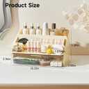 3-Tier Display Riser with Large Detachable Drawer, Plastic Storage Shelf, Perfume and Cologne Organizer Stand, Makeup Organizer for Vanity, Bathroom, Office, Cream White