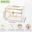 Wedding Card Box with Heart Lock, Large Metal Glass Card Box with Gold Frame for Party Reception, Wedding, Baby Showers, Birthdays, Bridal, or Graduation, 129.58.5 Inches