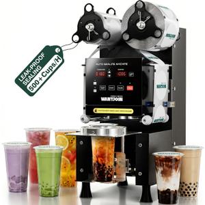 WantJoin Cup Sealer Machine - Boba Sealing Machine Full Automatic Cup Sealing Machine,90/95mm Caliber Electric Seals 500-600 Cups/H Digital Control Panel, Cup Sealer for Bubble Tea Milk Coffee Shop