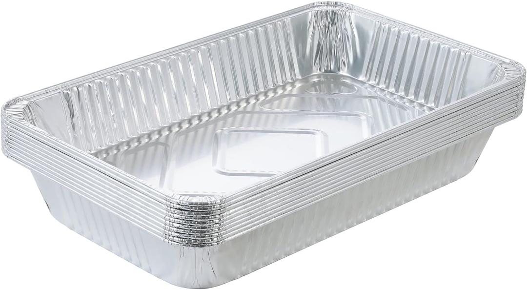 Waytiffer Aluminum Deep Foil Pans Full Size, Large Disposable Roasting & Baking Pan, 21"x13" (10 Pack) Extra Heavy Duty Chafing Trays for Hotels, Restaurants, Heating, Buffets & Bakeware