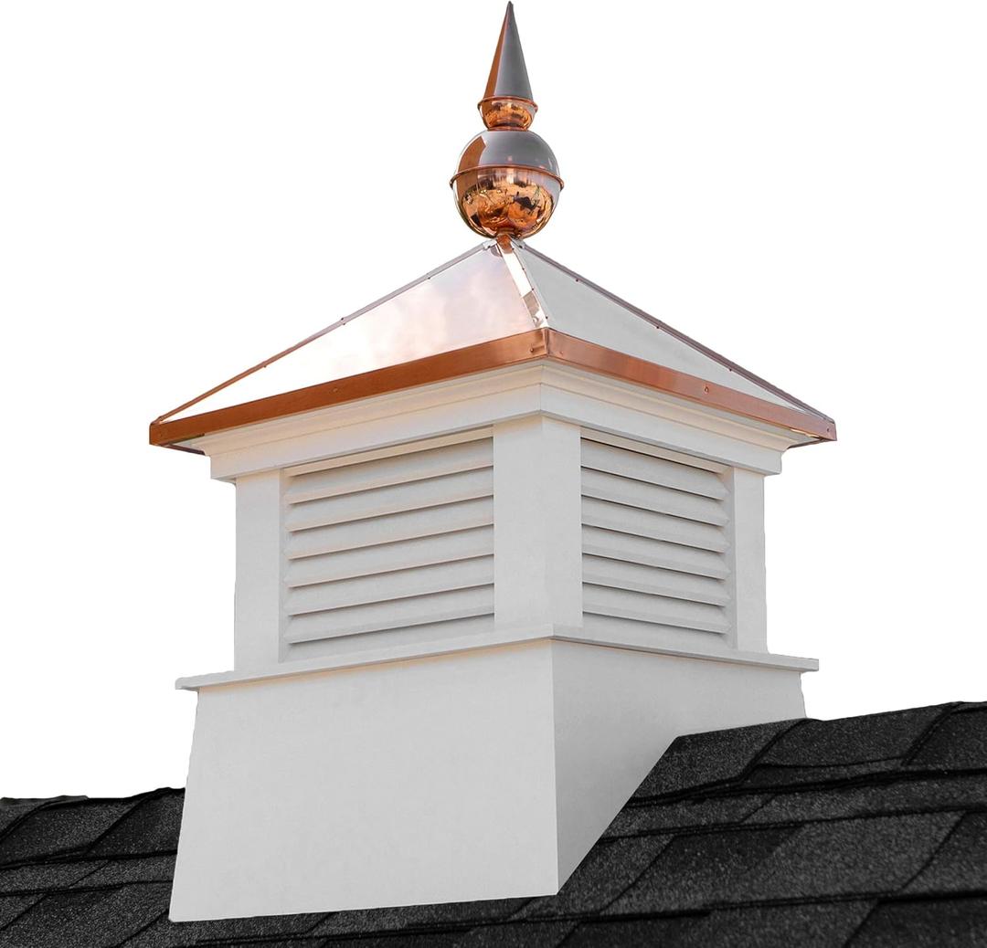 18" Square Manchester Vinyl Cupola with Avalon Copper Finial by Good Directions 18" Square Manchester Vinyl Cupola with Avalon Copper Finial by Good Directions
