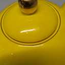 30oz Yellow Porcelain Teapot with a Speckled Glaze, Sunny Ceramic Teapot with Gold Trim for Loose Leaf and Blooming Tea, Tea Party Essential