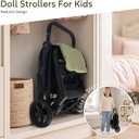 Baby Doll Compact Travel Stroller for Girls, Folding Doll Stroller with Canopy, 31" Tall Lightweight Toy Doll Pram for Bigger Kids, Realistic Pretend Play, Fits All Dolls (Olive Green)