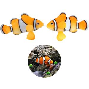 XMHF 2 Pack Silicone Artificial Aquarium Floating Clownfish Decoration Fish Tank Decor Underwater Saltwater Fake Fish Glowing Ornament
