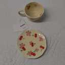 Koythin Ceramic Coffee Mug with Saucer, Cute Flower Cup for Office and Home, 8.5 oz/250 ml for Latte Tea Milk, Fruit Mugs Suitable for Mom on Mother's Day (Pink Cherry)