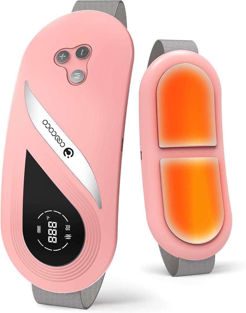 2025 Upgraded Heating Pad for Period Cramps, FSA Eligible Fast Heating Pad with 2X Larger Heating Areas, CooCoCo Cordless Waist Belt for Menstrual Cramp Relief (Pink)