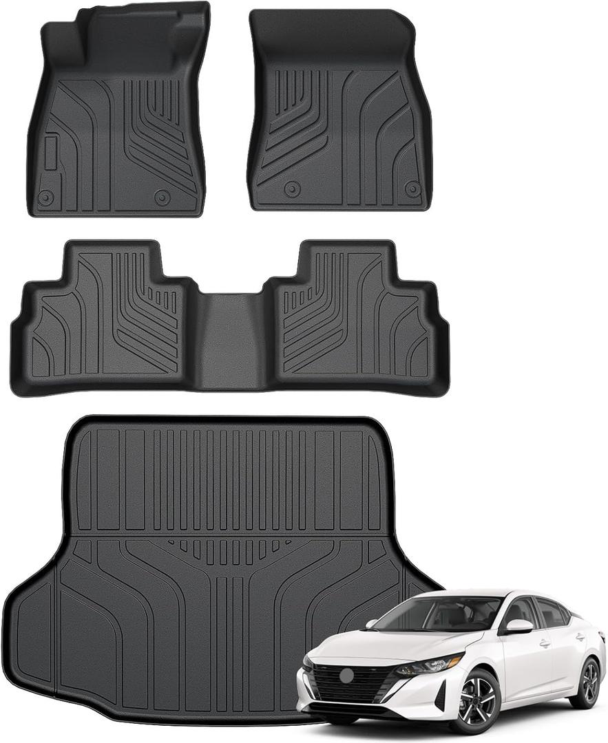 Floor Mats for Nissan Sentra 2020-2025, All Weather Floor Mats Trunk Cargo Liner Accessories, Full Coverage Set