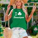 St Patricks Day Shirt Women Shamrock Heart Tank Tops Casual Lucky Clover Sleeveless Shirts