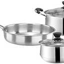 3pcsset Stainless Steel Cookware Set Flat Bottom Frying Pan Soup Pot Milk Pot Kit Induction Cooker Cooking Pan for Home Kitchen (2)
