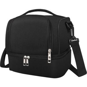 Lunch Box Lunch Bag for Women Men Reusable Insulated Lunch Bag Women Lunch Cooler Tote Bags with Adjustable Shoulder Strap for Office Work Picnic Travel, Black