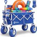 Sekey Heavy Duty Beach Wagon with 9" Big Sand-Proof Wheels 600lb Capacity, 200L Oversized Foldable Cart | Adjustable Handle & All-Terrain Tires for Sand, Camping