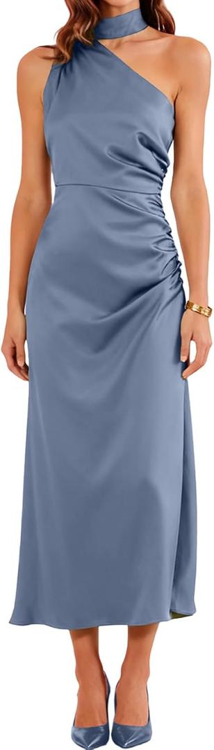 RIHOAS Women's Formal Dress, Elegant Wedding Guest Bridesmaid Cocktail Gown for Spring Summer Garden Party Evening Fiesta (Blue)