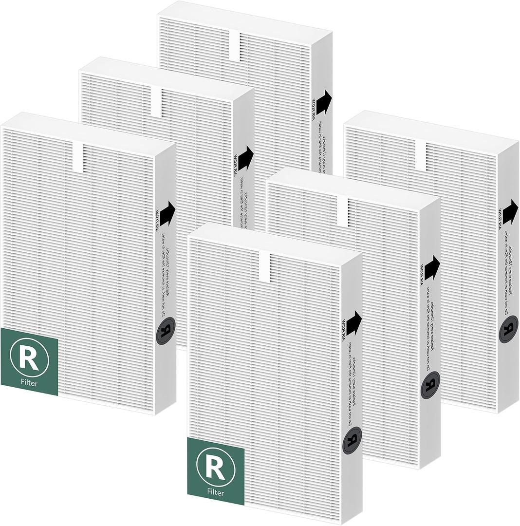 Air Purifier Filter R Replacement for Honeywell Air Purifier HPA100/200/300 and 5000 Series, Funmit 6 Pack Filter Compatible with Honeywell R Filter (HRF-R3 & HRF-R2 & HRF-R1)