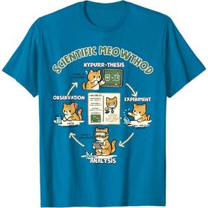Scientific Meowthod Funny Cat Science Pun Design T-Shirt, M