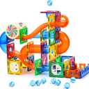 MAGBLOCK 85Pcs Marble Run Magnetic Tiles Toy Building Blocks STEM Educational Child Brain Development Kit Magnet Construction Toys for Boys Girls Kids Age 5 6 7+ Years Old