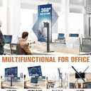 Single Monitor Stand Freestanding 27-43 Inch Monitor Arm Curved Screen Monitor Mount Tempered Glass Base Adjustable Motion Tilt -15 to 10 Swivel 45 Rotation 360 Weight Capacity 77lbs HT05B-003