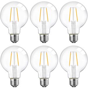 E ENERGETIC LIGHTING 5W Dimmable G25 LED Globe Light Bulb, G25 LED Vintage Light Bulb, 60W Equivalent, 500Lumens, 2700K Soft White, E26 Base, ETL Listed, 6-Pack
