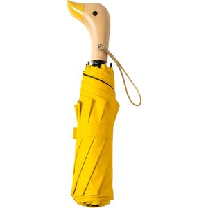 Travel Folding Umbrella with Cute Duck wooden Handle,Wide Strap,Rain/Sun,UPF 50+,UV Protection,Compact, Lightweight Portable, Sturdy & Collapsible,8 Ribs, Women/Kids,Backpack/Car