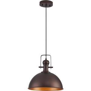12 Inch Oil Rubbed Bronze Farmhouse Pendant Lights Large Pendant Lights for Kitchen Island Industrial Adjustable Height Vintage Big Dome Hanging Light Fixtures for Barn, Dining Room 1 Pack
