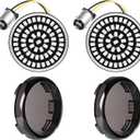 Benlari 2inch Rear Turn Signals, 60LEDs Turn Signals Kit with 2 Smoked Lens Cover Fit for Harley Touring Street Glide Electra Glide Road King Road Glide Sportster Iron 883 Dyna Softail 1986-2024