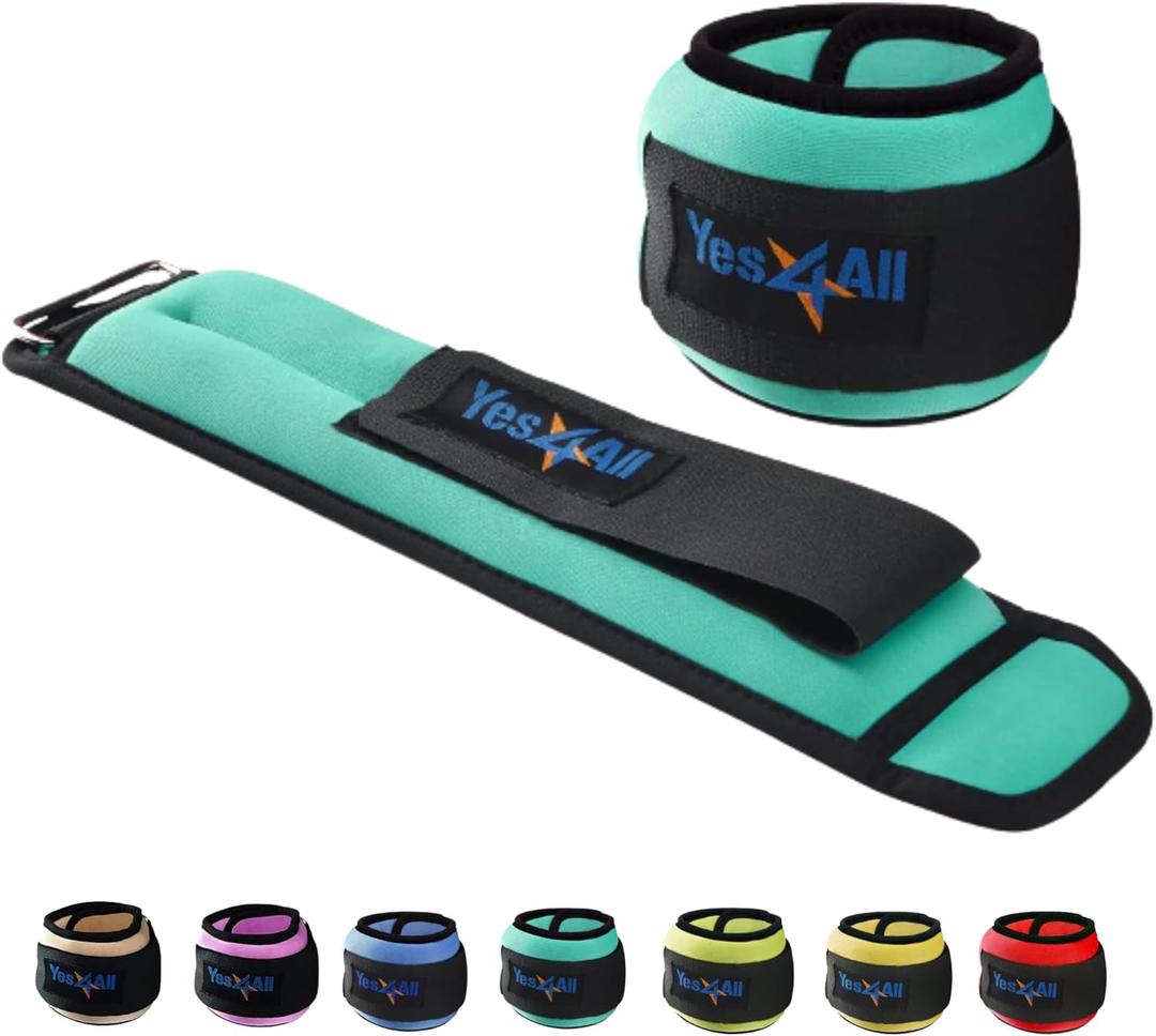 Yes4All Wrist & Ankle Weights Pair 1lb -10lbs, Adjustable Strap for Walking, Jogging, Pilates, Gym Fitness Workout for Women, Men (2 x 2.5 lbs, D. 5Lbs Pair (2.5lb x 2) - Green)