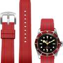 Watch Band Quick Release Fluororubber 19mm 20mm 21mm 22mm Soft Durable Universal FKM Rubber Replacement Band Strap for Men Women (Red)