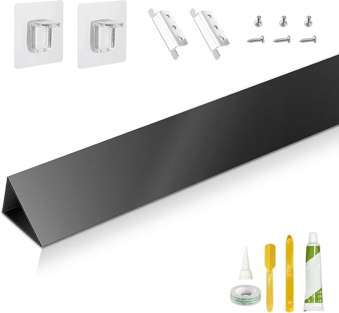 30" Slide-in Range Rear Filler Kit W10113901A, Stove Gap Universal Triangular Filler Strip, Top Trim Kit Between Stove and Wall for Whirlpool & Most Brand, Aluminum Gap Cover Black