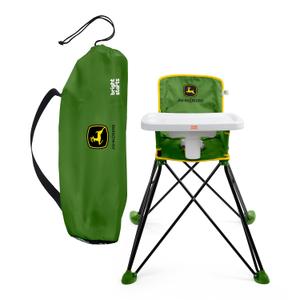 Bright Starts John Deere Pop 'N Dine Portable High Chair, Indoor/Outdoor, Dishwasher Safe Tray, Easy to Fold, Unisex, Green, 6 Months +