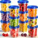 Freezer Storage Containers, [12 Pack-24 Oz] Airtight Plastic Food Storage Containers with Twist Top Lids, Soup, Meal Prep Containers | BPA Free | Stackable | Leakproof | Microwave/Dishwasher Safe