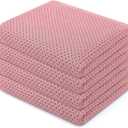 Homaxy 100% Cotton Waffle Weave Kitchen Dish Towels, Ultra Soft Absorbent Quick Drying Cleaning Towel, 13 x 28 Inches, 4-Pack, Dried Rose