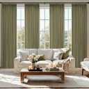 MIULEE Pinch Pleated Thick Linen Curtains 96 Inch 4 Panels Set Back Tab Memory Trained Pinch Pleat Semi Sheer Light Filtering Curtains Let Light in Window Drapes for Living Room Bedroom Olive Green