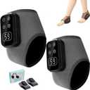 Foot Triple Method Massager, USB Rechargeable 3 in 1 Foot Massager, Ankle Heat Wrap Wireless Portable with 3 Vibration Mode, 5 Heat Leavel for Home Office Travel (Grey-1 Pair)