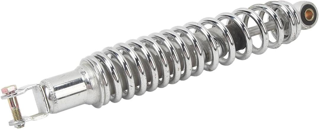 Qqmora Motorcycle Rear Shock Absorber Heavy Duty 340mm Silver Steel Alloy Suspension Damper 450LBS Load for GY6 Scooter 50 100 125