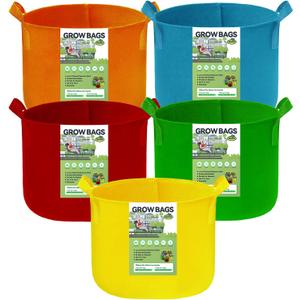 5 Gallon Fabric Planters, Multicolor Non-Woven Grow Bags for Vegetables and Flowers, 5-Pack Garden Plant Pots