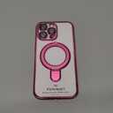 Compatible with iPhone 14 Pro Max Case with Magnetic Ring Stand [Compatible with Mag-Safe] [Full Camera Lens Protector] Soft Plating Clear Phone Case for iPhone 14 Pro Max 6.7", Rose