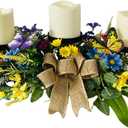 Candle Holders Spring Summer Centerpiece,3 Wick Candle Holder with Daisy and Sunflowers, Perfect for Spring Decor,Easter Centerpiece Table Decor,Indoor Home Decor,Desktop Decor