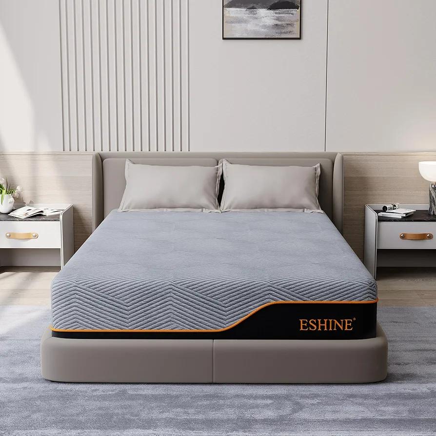 ESHINE 14 Inch Queen Gel Memory Foam Mattress - Back Pain Relief & Pressure Relief, Green Tea Infused, CertiPUR-US Certified, Bed in a Box