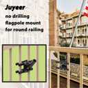 Heavy Duty Flagpole Mount Bracket for Balcony Railing,Flag Pole Mount Adjustable for Porch & Fence Rail,Flagpole Mount for both round and square railing,Strong and Rust Free,for 1 inch flagpoleblack