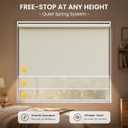 SUNFREE Cordless Blackout Roller Shades, 39"W x 72"H Beige Blinds for Windows & Front Door, Spring System Pull Down Shades UV Protection for Room Darkening, Child Safety Privacy for Bedroom, Bathroom