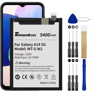 for Samsung Galaxy A14 5G Replacement Battery WT-S-W1 SM-A146U SM-A146U1 SM-A146B SM-A146P SM-A146W SM-S146VL SM-A146M Battery with Repair Tool Kits Upgraded 5400mAh