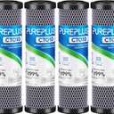 1 Micron 2.5" x 10" Whole House CTO Carbon Water Filter Cartridge Replacement for Under Sink Water Filter System, Dupont WFPFC8002, WFPFC9001, FXWTC, SCWH-5, WHEF-WHWC, WHCF-WHWC, AMZN-SCWH-5, 4Pack