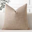 OTOSTAR Linen Throw Pillow Cover Set of 1 Decorative Square Pillowcases Cushion Covers 22x22 Inch for Home Decor Sofa Bedroom Car 55 x 55CM Light Coffee