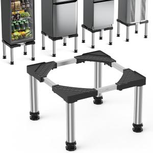 Mini Fridge Stand Height 13"-14.2" Adjustable Refrigerator Washing Machine Stand Base with 4 Strong Feet Anti-Vibration Washer Dryer Stand Laundry Pedestal Universal Appliance Stand Load 660LB-Black