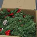 Christmas Garland with Lights, 9FT 30 LED Prelit Christmas Garland with Pinecones, Flowers, Bows, Outdoor Indoor Christmas Decorations Garland Battery Operated with Timer for Stairs,Mantel,Door,Window