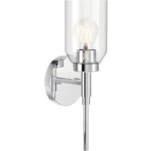 Kichler Madden 1-Light Wall Sconce with Clear Glass in Chrome, Sloped Ceiling Compatible, for Bathroom or Hallway (14.75" x 5"), 55183CH