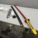 RENGENG Light Up Sword, 40 Inches Rechargeable Plastic Replica with Belt & Stand, Sword with Original Texture (Tsugikuni Yoriichi)